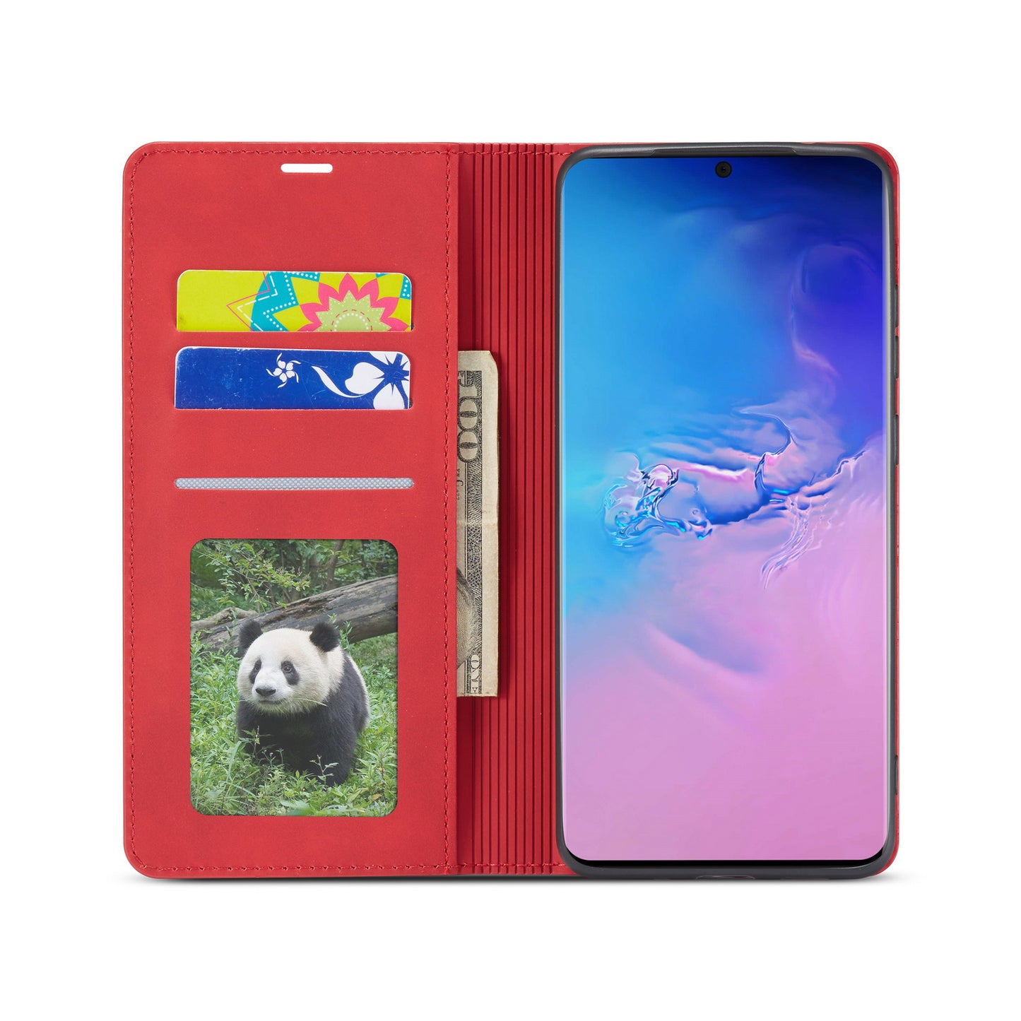 FORWENW Fantasy Series Silky Touch Leather Stand Case with Card Slots for Samsung Galaxy S20 4G/S20 5G - Red