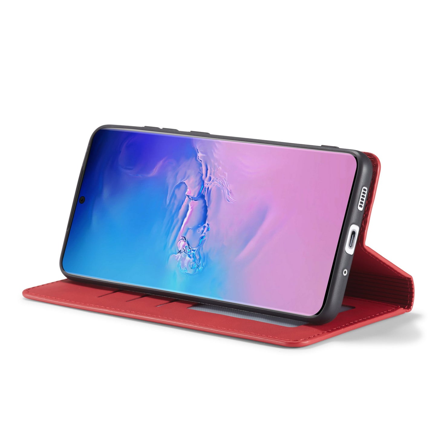 FORWENW Fantasy Series Silky Touch Leather Stand Case with Card Slots for Samsung Galaxy S20 4G/S20 5G - Red