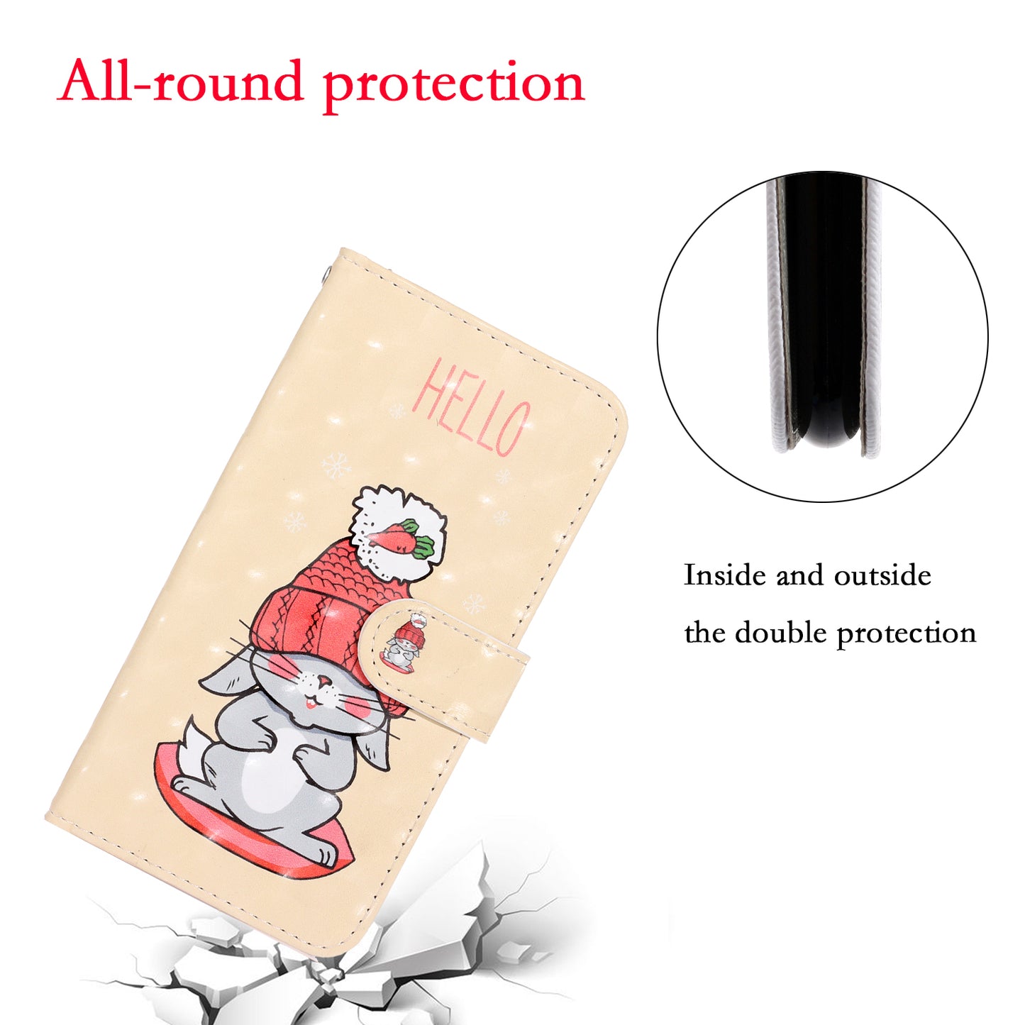 Light Spot Decor Patterned PU Leather Wallet Case Phone Covering for Samsung Galaxy S20 Ultra - Rabbit