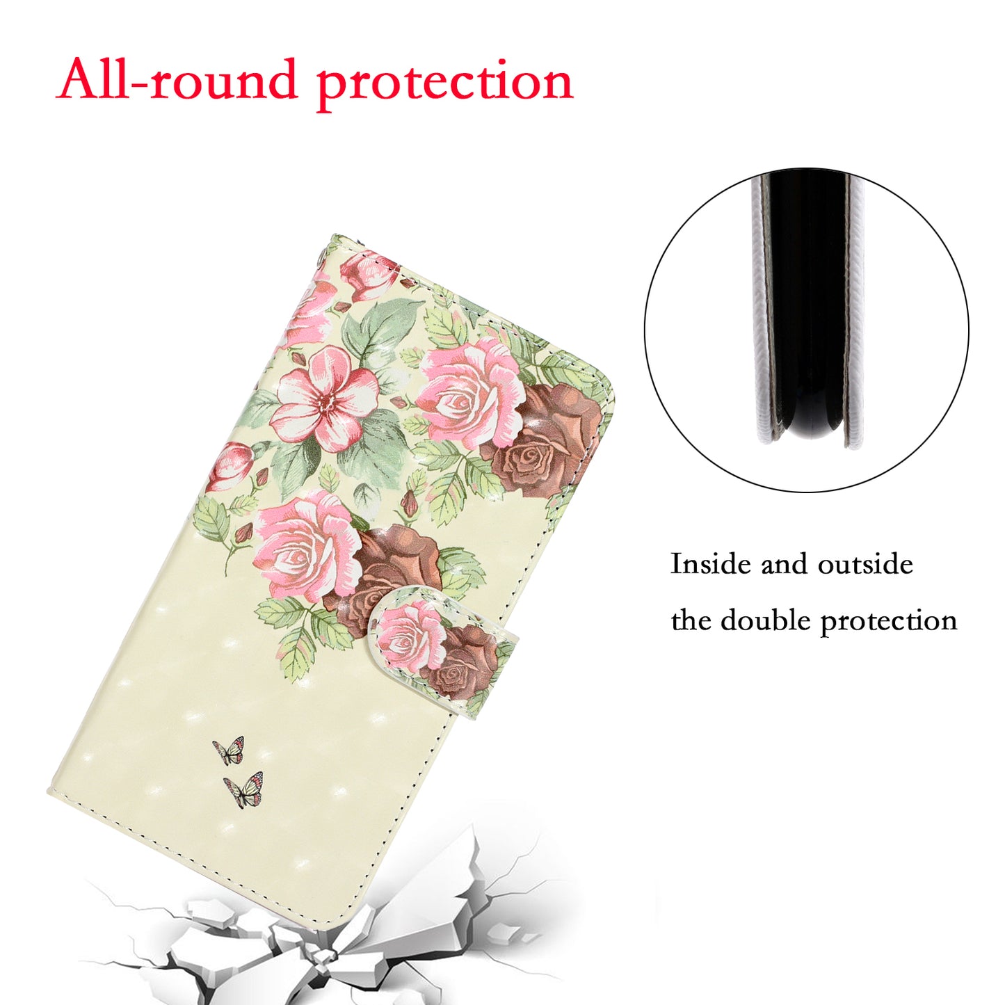 Light Spot Decor Patterned PU Leather Wallet Case Phone Shell for Samsung Galaxy S20 Plus/S20 Plus 5G - Peony