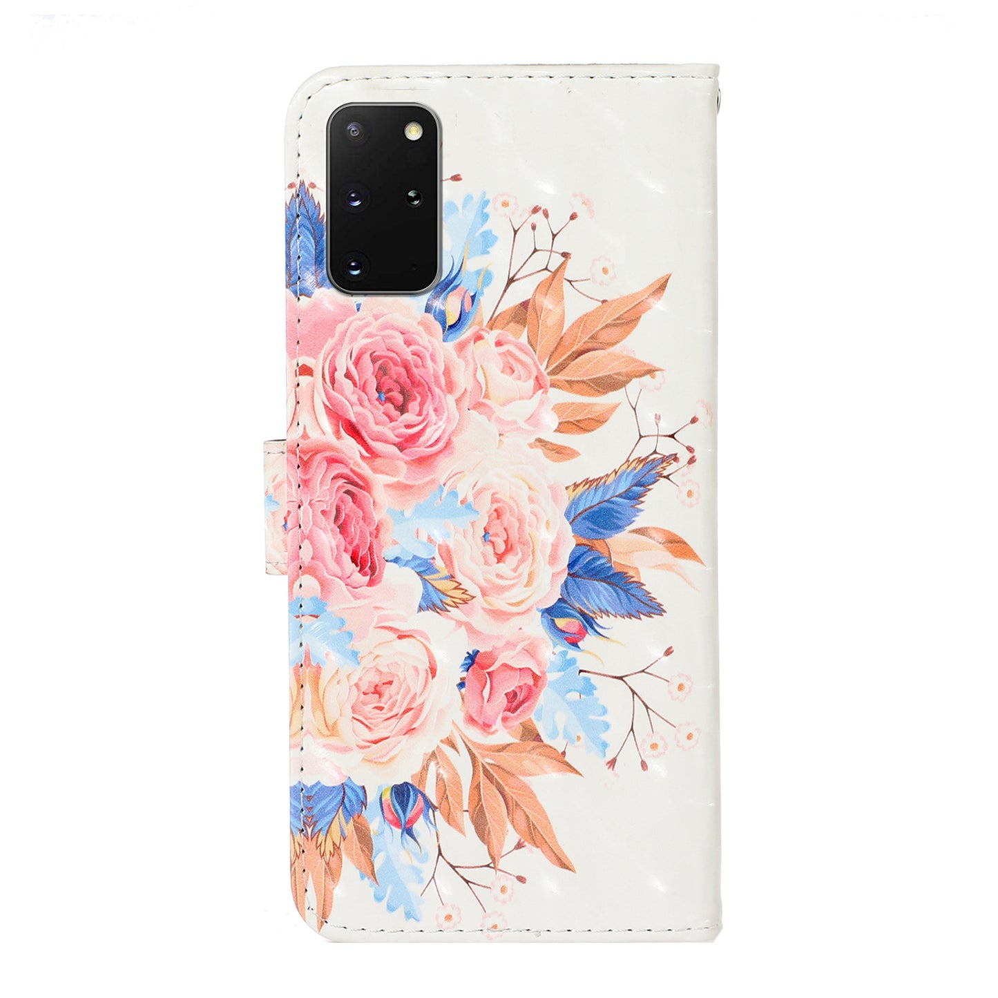 Light Spot Decor Patterned PU Leather Wallet Case Phone Shell for Samsung Galaxy S20 Plus/S20 Plus 5G - Flowers Bloom