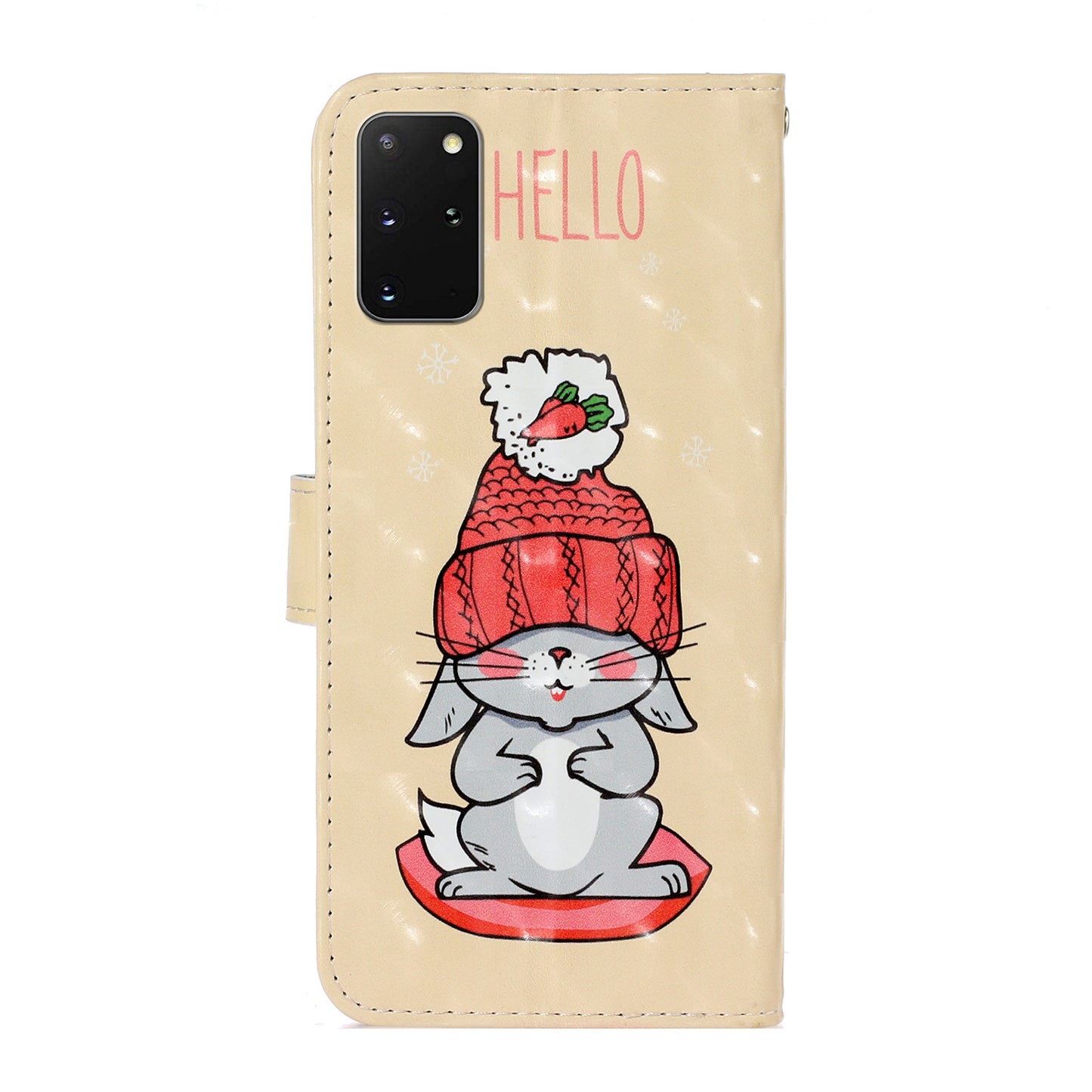 Light Spot Decor Patterned PU Leather Wallet Case Phone Shell for Samsung Galaxy S20 Plus/S20 Plus 5G - Rabbit