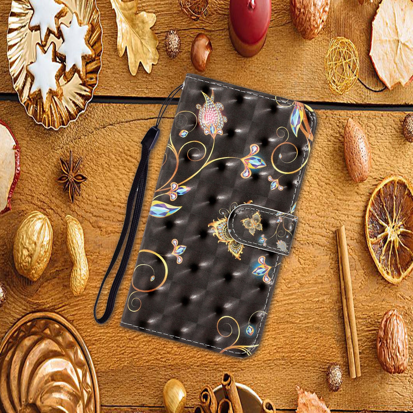 Light Spot Decor Patterned PU Leather Wallet Case Phone Shell for Samsung Galaxy S20 Plus/S20 Plus 5G - Crystal Flower