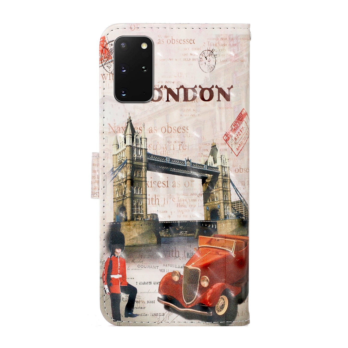 Light Spot Decor Patterned PU Leather Wallet Case Phone Shell for Samsung Galaxy S20 Plus/S20 Plus 5G - London Element