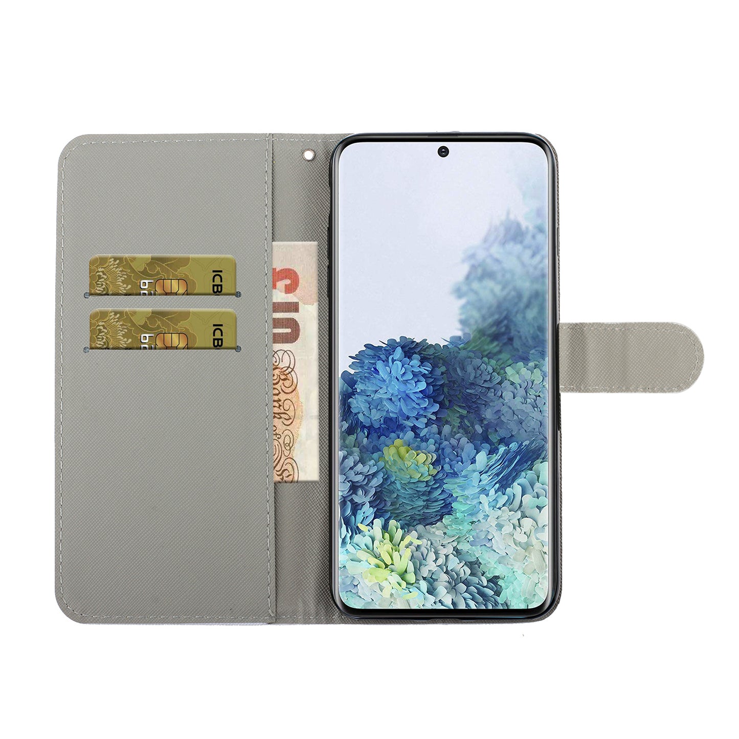 Light Spot Decor Patterned Leather Wallet Cover for Samsung Galaxy S20 4G/S20 5G - Yellow Butterfly and Flower