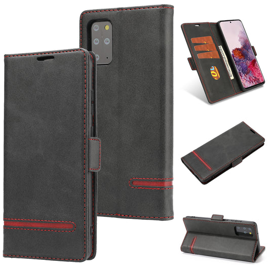 Magnetic Leather Protective Cover Wallet Shell for Samsung Galaxy S20 Plus - Black