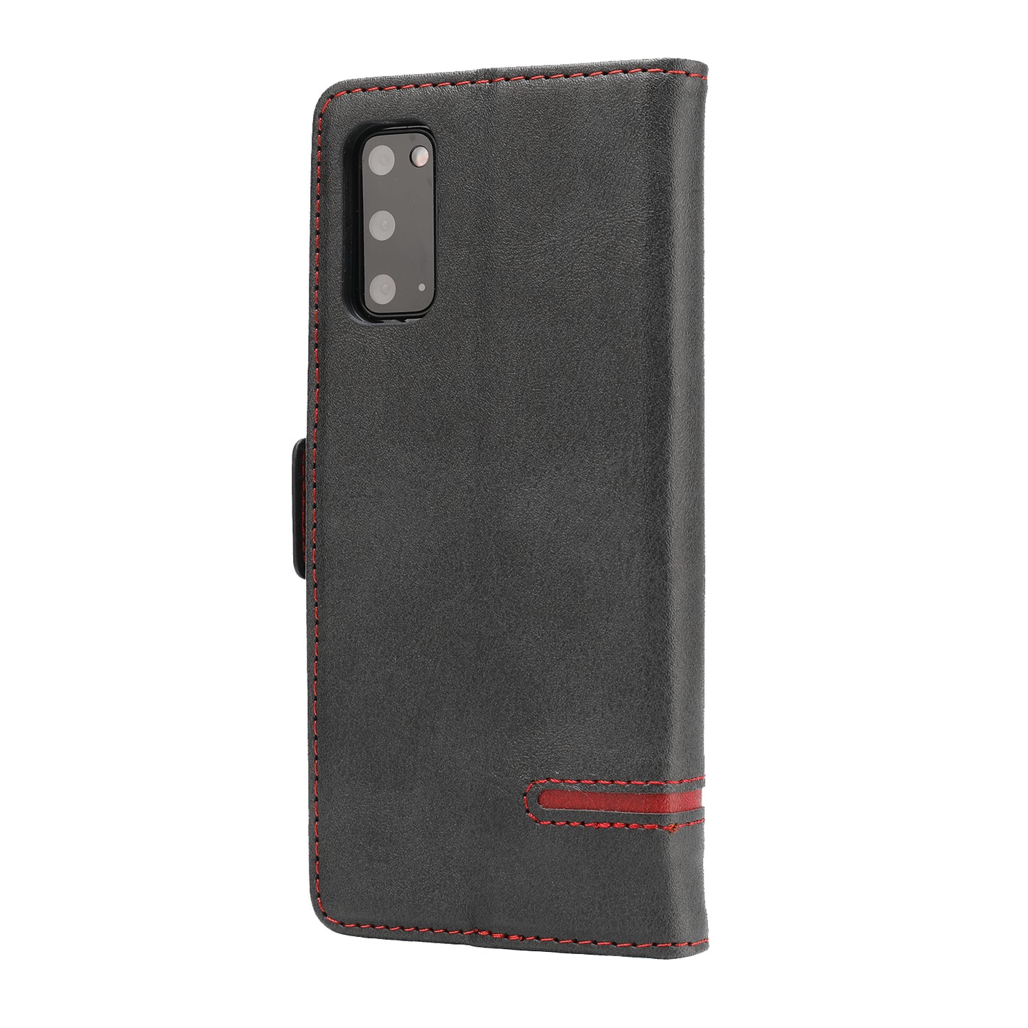 Wallet Stand Magnetic Leather Phone Casing for Samsung Galaxy S20 4G/S20 5G - Black