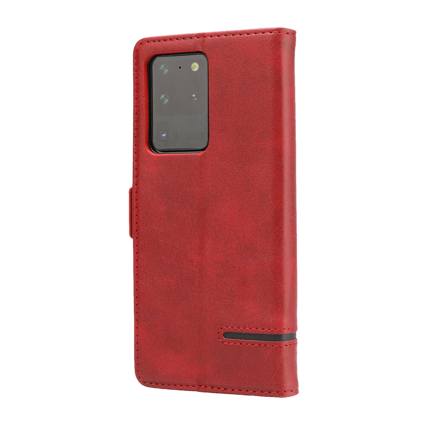 PU Leather Wallet Magnetic Mobile Phone Shell for Samsung Galaxy S20 Ultra - Red