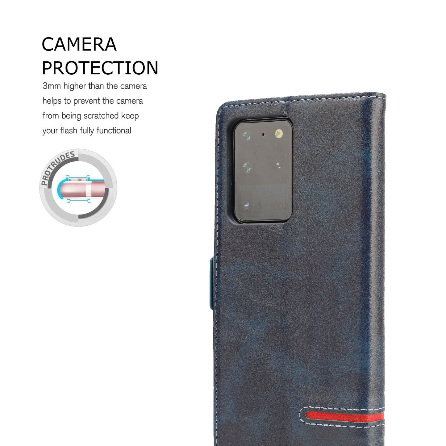 PU Leather Wallet Magnetic Mobile Phone Shell for Samsung Galaxy S20 Ultra - Blue