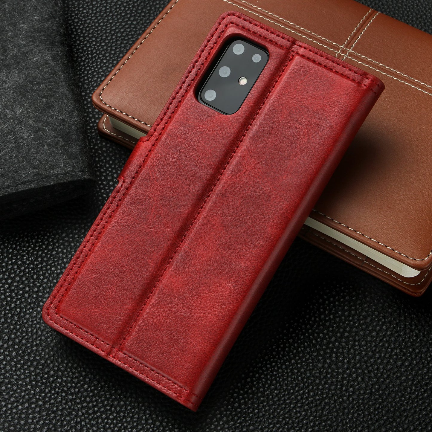Auto-absorbed Wallet Leather Phone Cover Case [Support Wireless Charging] for Samsung Galaxy S20 Plus 4G/5G - Red