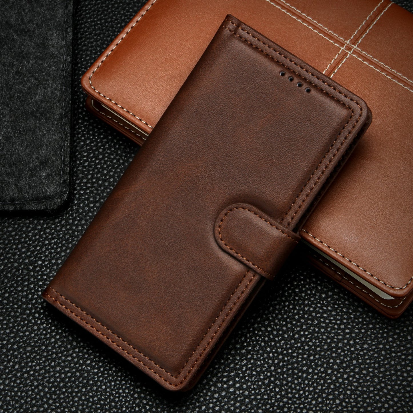 Auto-absorbed Wallet Leather Phone Cover Case [Support Wireless Charging] for Samsung Galaxy S20 Plus 4G/5G - Coffee