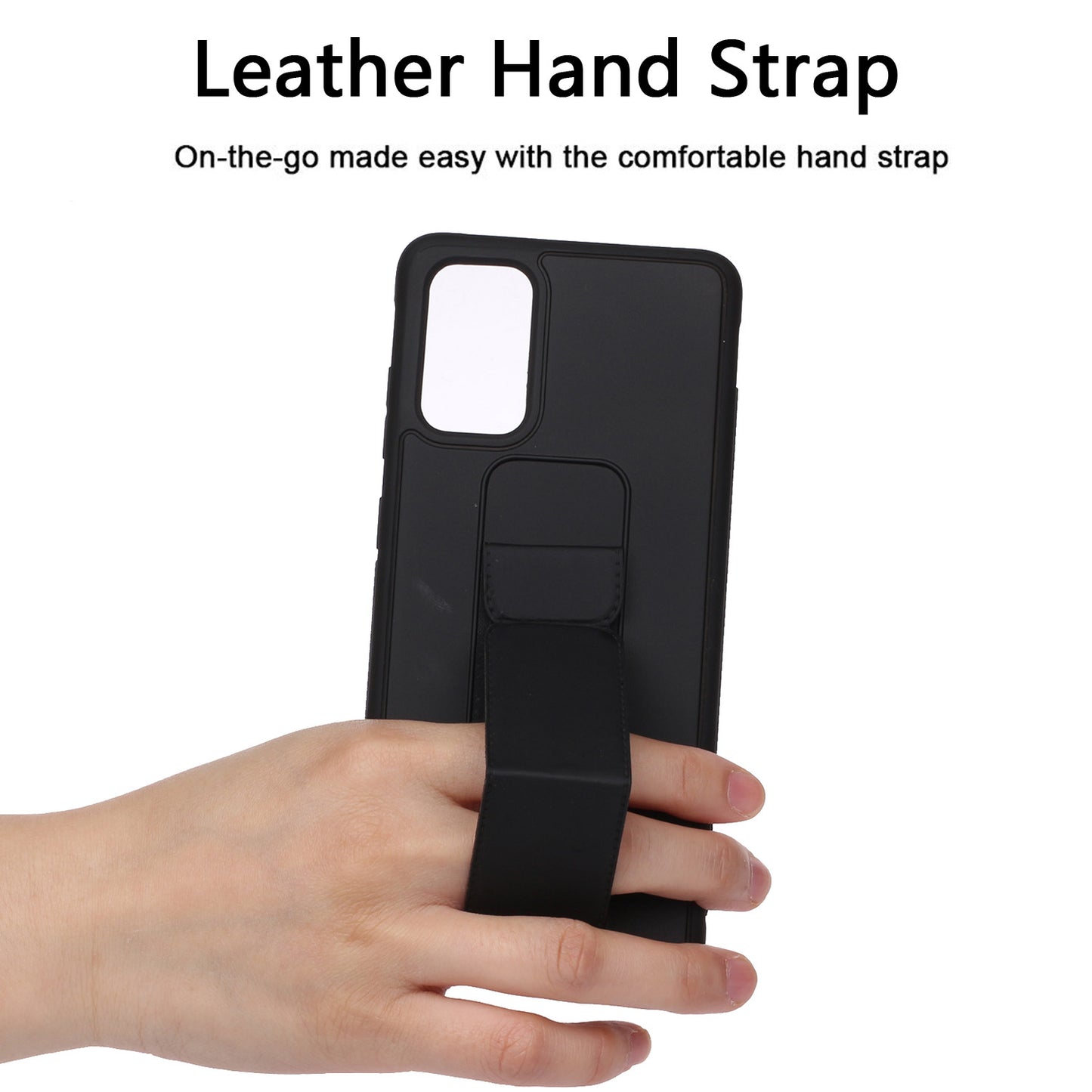 For Samsung Galaxy S20 Plus / S20 Plus 5G Magnetic Hand Strap Kickstand TPU + PC Phone Cover - Black