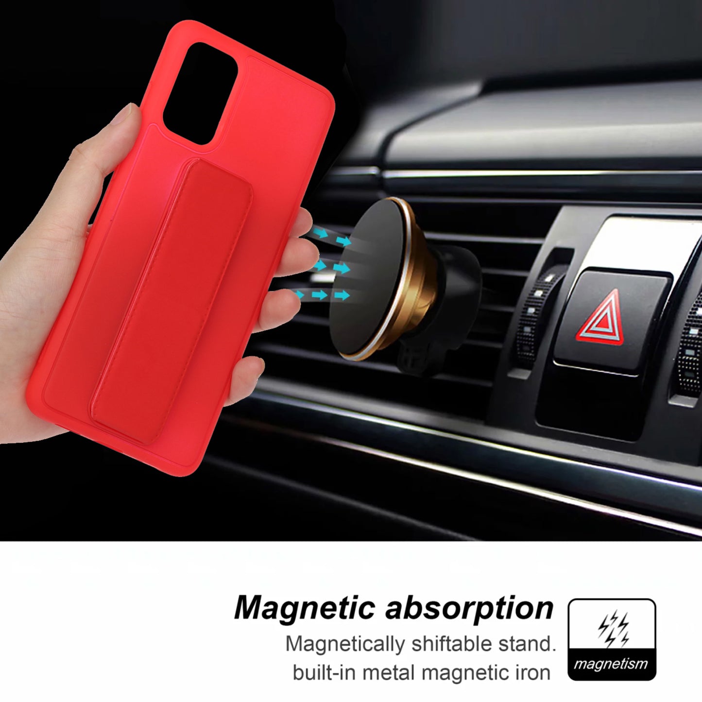 For Samsung Galaxy S20 Plus / S20 Plus 5G Magnetic Hand Strap Kickstand TPU + PC Phone Cover - Red