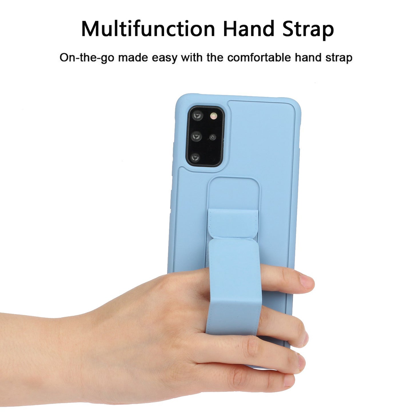 For Samsung Galaxy S20 Plus / S20 Plus 5G Magnetic Hand Strap Kickstand TPU + PC Phone Cover - Baby Blue