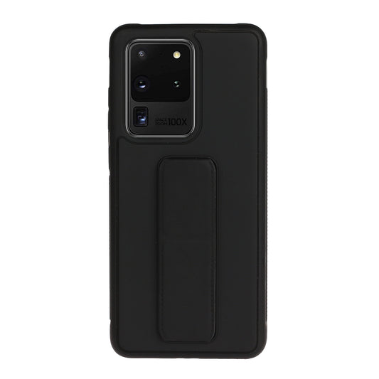 For Samsung Galaxy S20 Ultra Magnetic Hand Strap Kickstand TPU + PC Phone Cover - Black