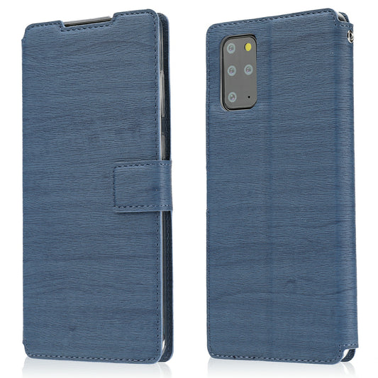 Textured Ultra-thin Leather Wallet Stand Case Cover for Samsung Galaxy S20 4G/S20 5G - Blue