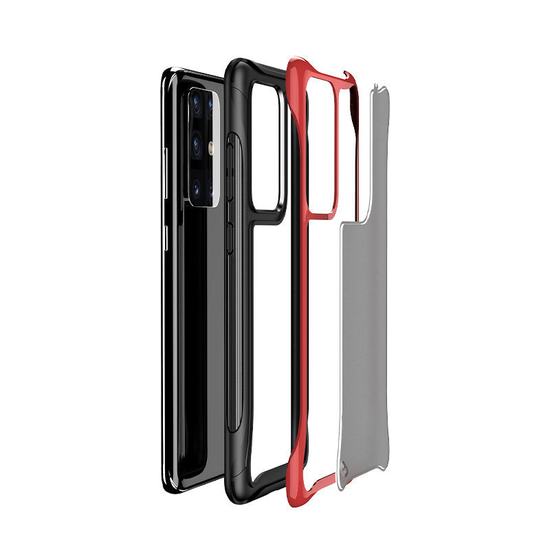 Matte 3-in-1 PC + TPU Phone Case Hybrid Cover for Samsung Galaxy S20 Plus/S20 Plus 5G - Red
