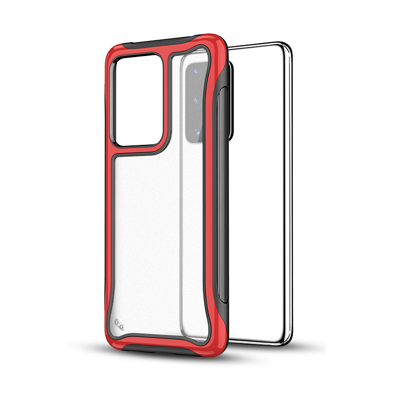 Matte 3-in-1 PC + TPU Phone Case Hybrid Cover for Samsung Galaxy S20 Plus/S20 Plus 5G - Red