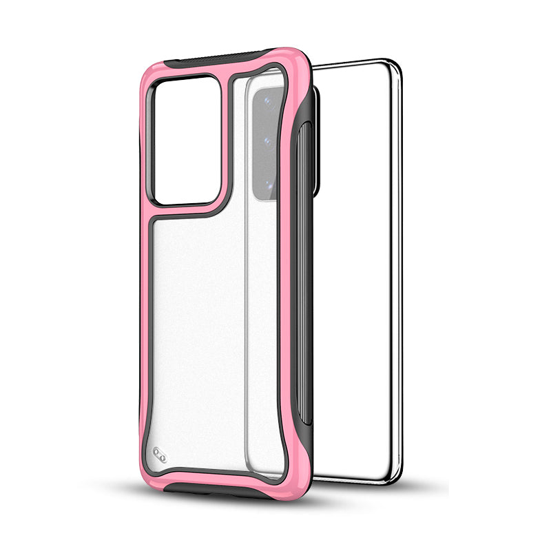 Matte 3-in-1 PC + TPU Phone Case Hybrid Cover for Samsung Galaxy S20 Plus/S20 Plus 5G - Pink
