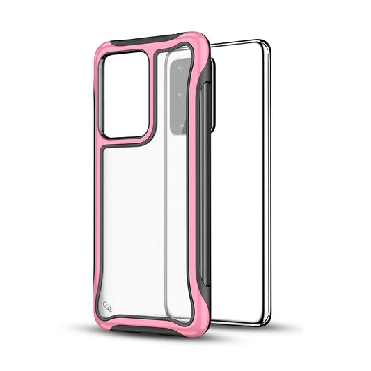 Matte 3-in-1 PC + TPU Phone Case Hybrid Cover for Samsung Galaxy S20 Plus/S20 Plus 5G - Pink