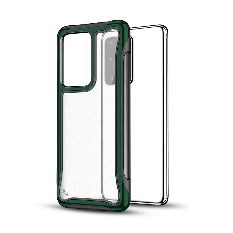 Matte 3-in-1 PC + TPU Phone Case Hybrid Cover for Samsung Galaxy S20 Plus/S20 Plus 5G - Dark Green