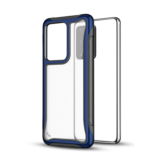 Matte 3-in-1 PC + TPU Phone Case Hybrid Cover for Samsung Galaxy S20 Plus/S20 Plus 5G - Dark Blue