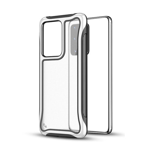 Matte 3-in-1 PC + TPU Phone Shell Hybrid Cover for Samsung Galaxy S20 4G/S20 5G - White