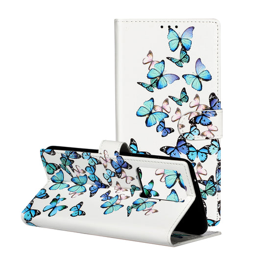 Pattern Printing Magnetic Leather Wallet Phone Cover for Samsung Galaxy S20 4G/S20 5G - Blue Butterflies