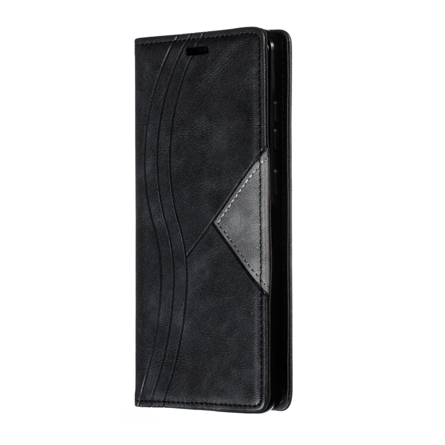 Auto-absorbed Splicing Leather Stand Case with Card Slots for Samsung Galaxy S20 Ultra - Black