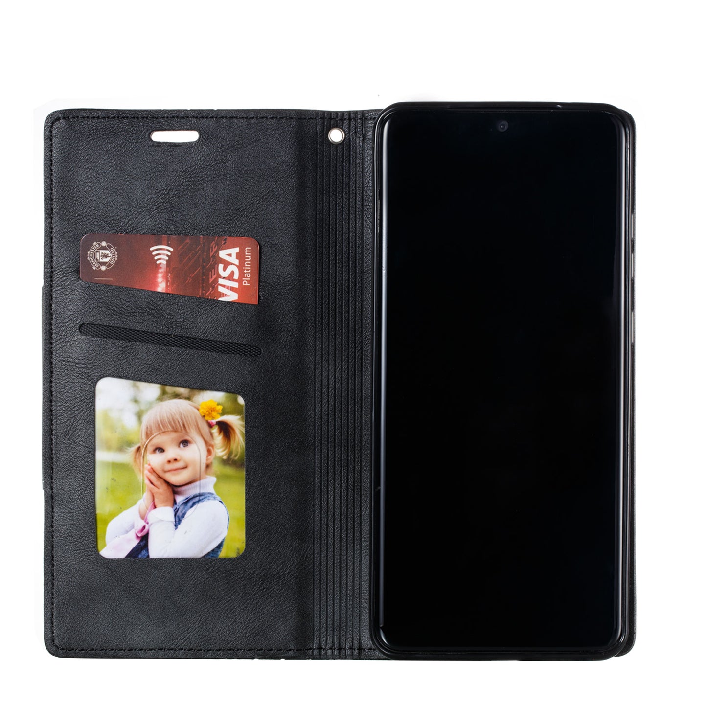 Auto-absorbed Splicing Leather Stand Case with Card Slots for Samsung Galaxy S20 Ultra - Black