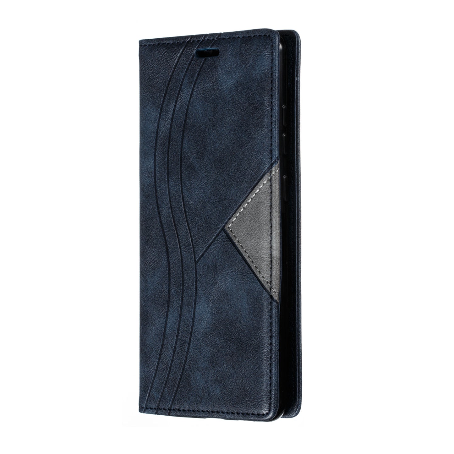 Auto-absorbed Splicing Leather Stand Case with Card Slots for Samsung Galaxy S20 Ultra - Blue
