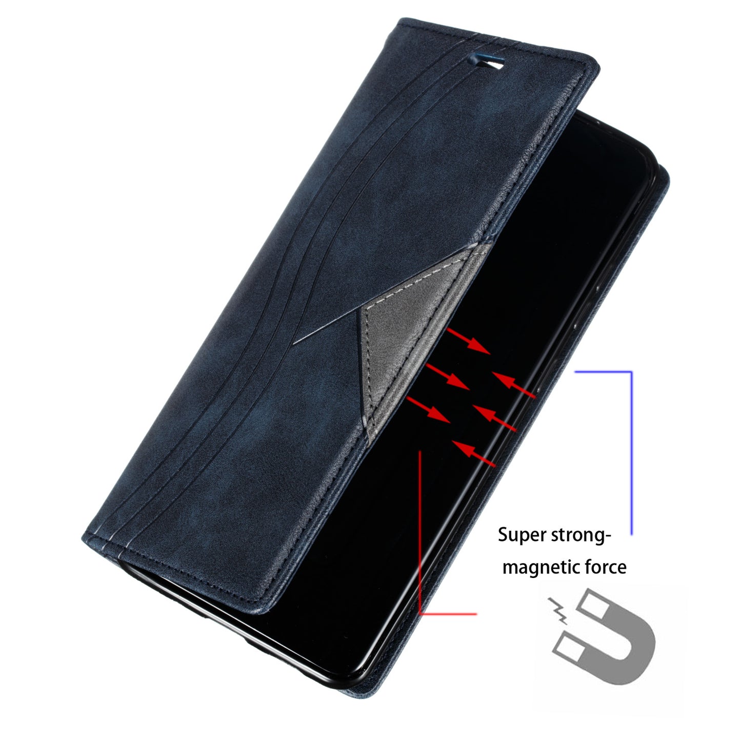 Auto-absorbed Splicing Leather Stand Case with Card Slots for Samsung Galaxy S20 Ultra - Blue