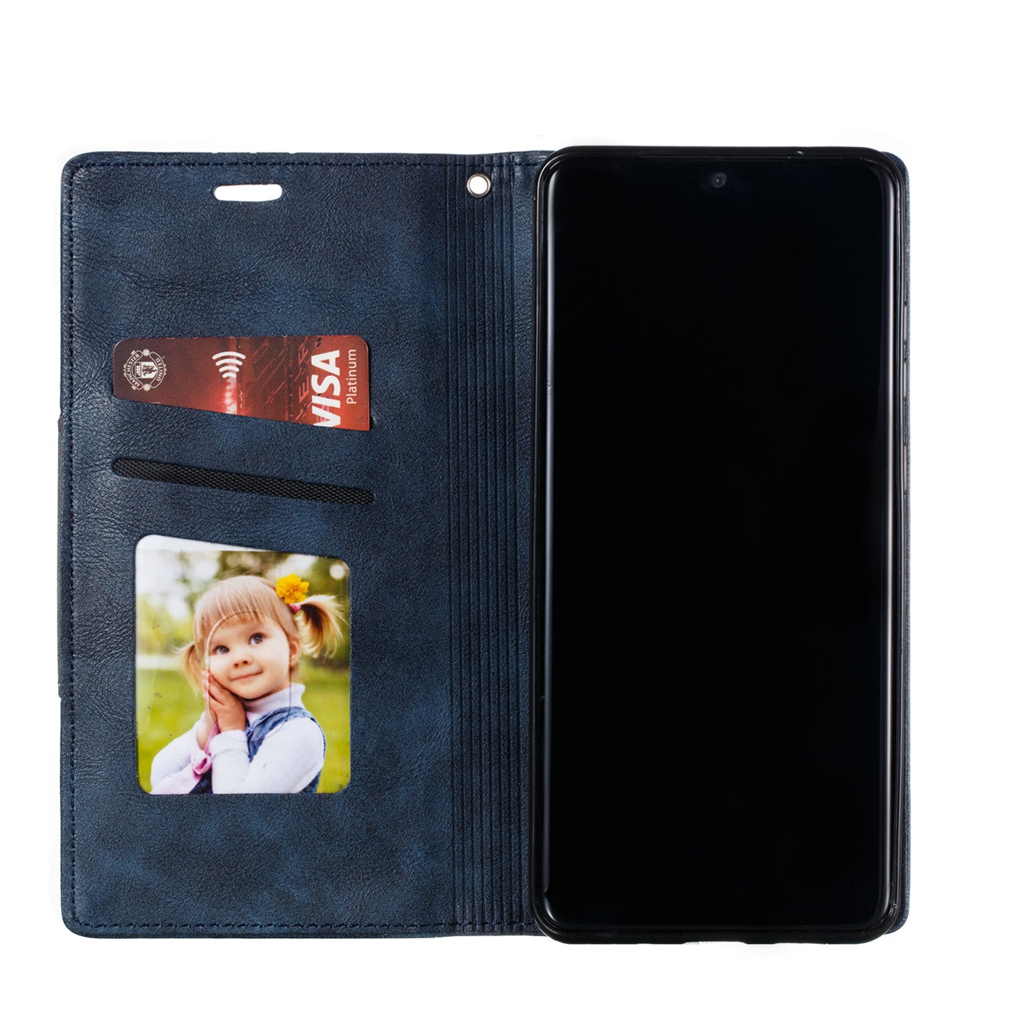 Auto-absorbed Splicing Leather Stand Case with Card Slots for Samsung Galaxy S20 Ultra - Blue