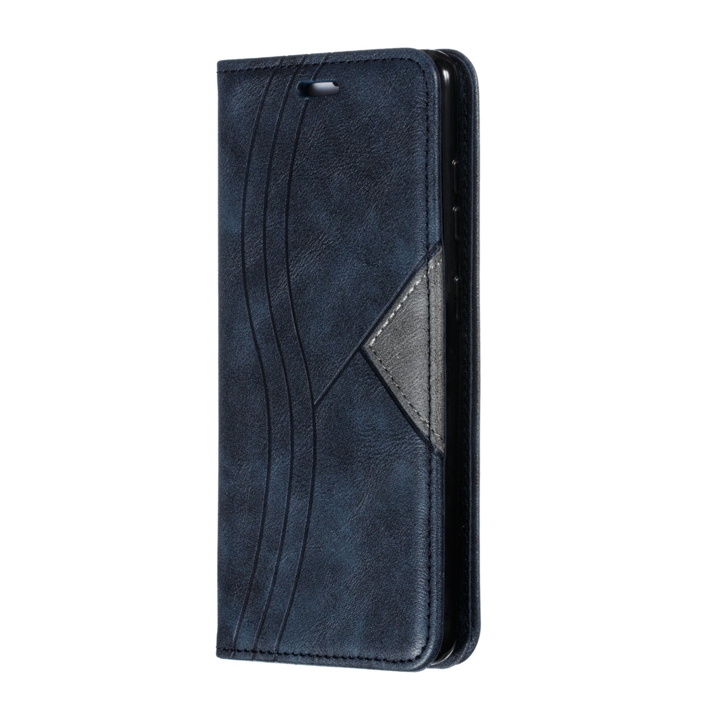 Auto-absorbed Splicing Leather Stand Shell with Card Slots for Samsung Galaxy S20 4G/S20 5G - Blue