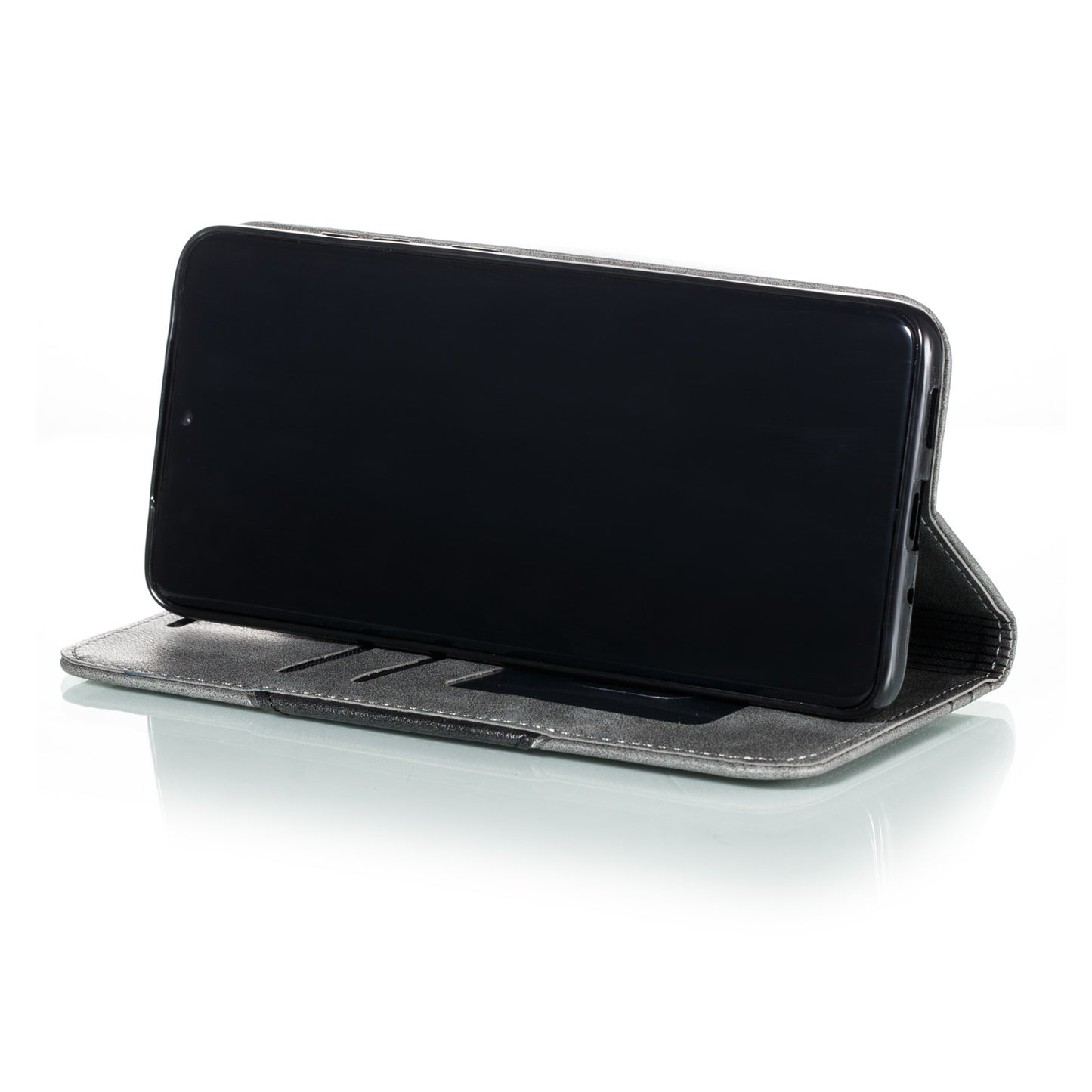 Auto-absorbed Splicing Leather Card Holder Case for Samsung Galaxy S20 Plus - Grey