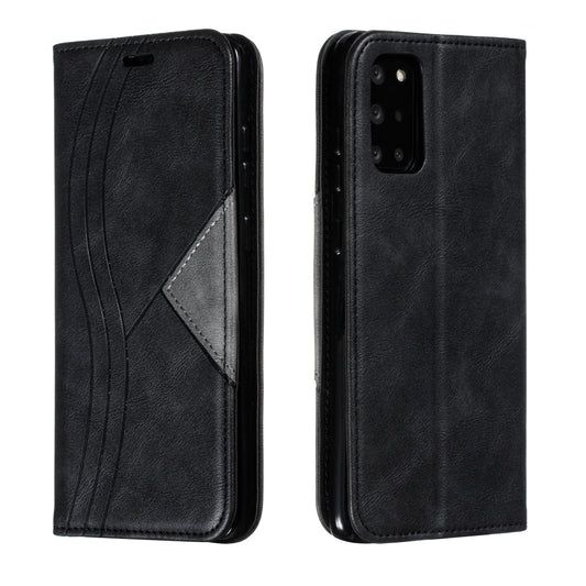 Auto-absorbed Splicing Leather Card Holder Case for Samsung Galaxy S20 Plus - Black
