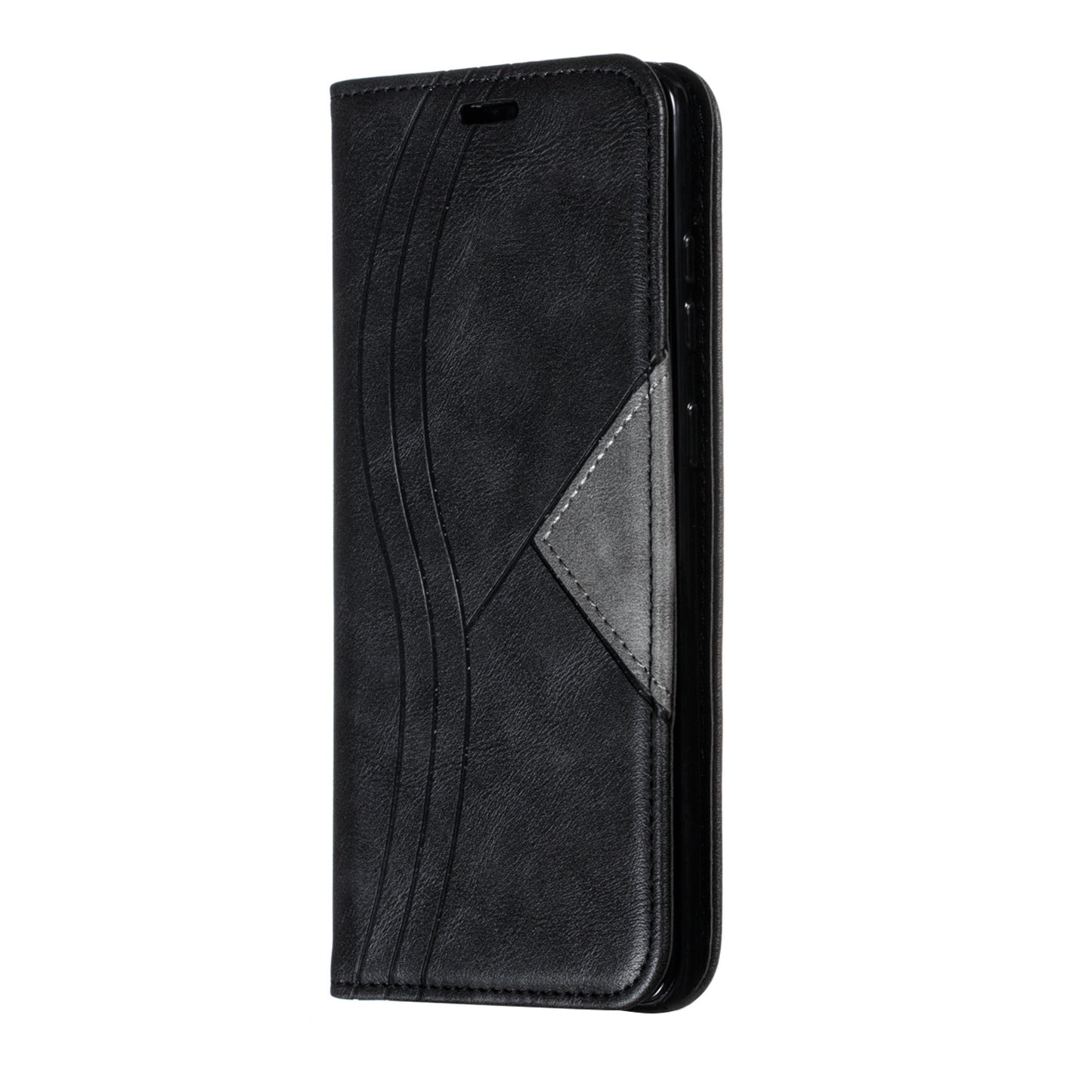 Auto-absorbed Splicing Leather Card Holder Case for Samsung Galaxy S20 Plus - Black
