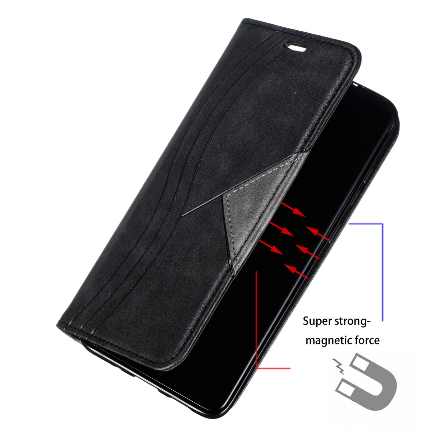Auto-absorbed Splicing Leather Card Holder Case for Samsung Galaxy S20 Plus - Black