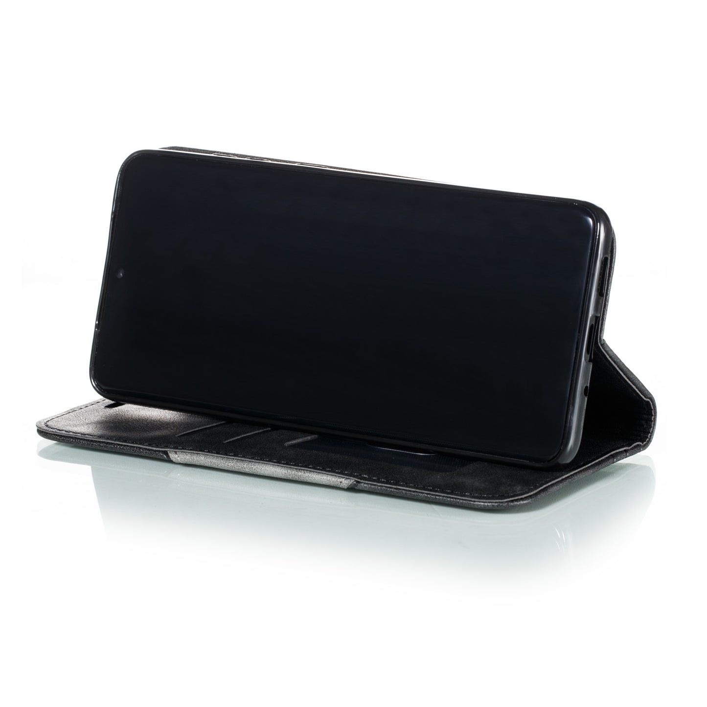 Auto-absorbed Splicing Leather Card Holder Case for Samsung Galaxy S20 Plus - Black