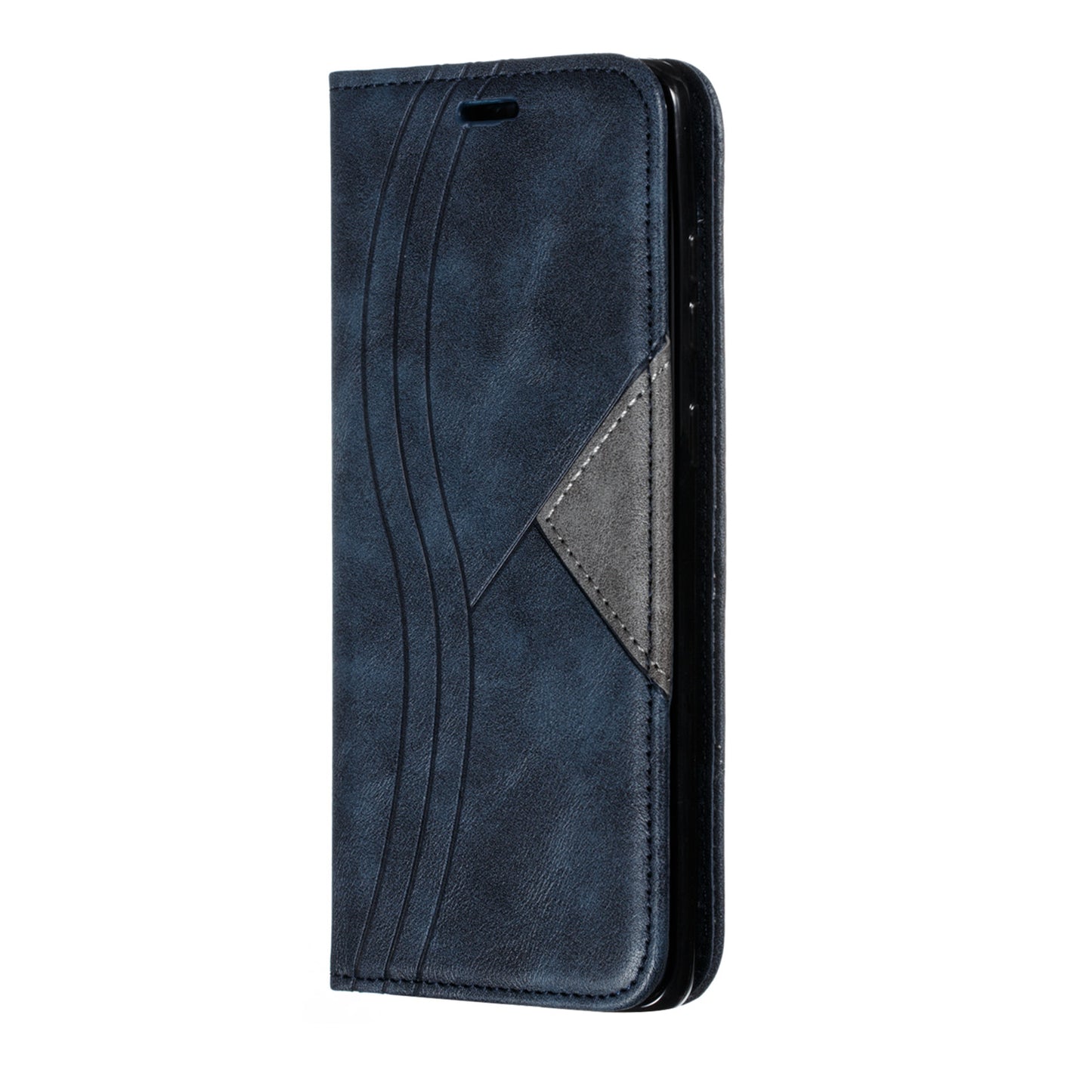 Auto-absorbed Splicing Leather Card Holder Case for Samsung Galaxy S20 Plus - Blue