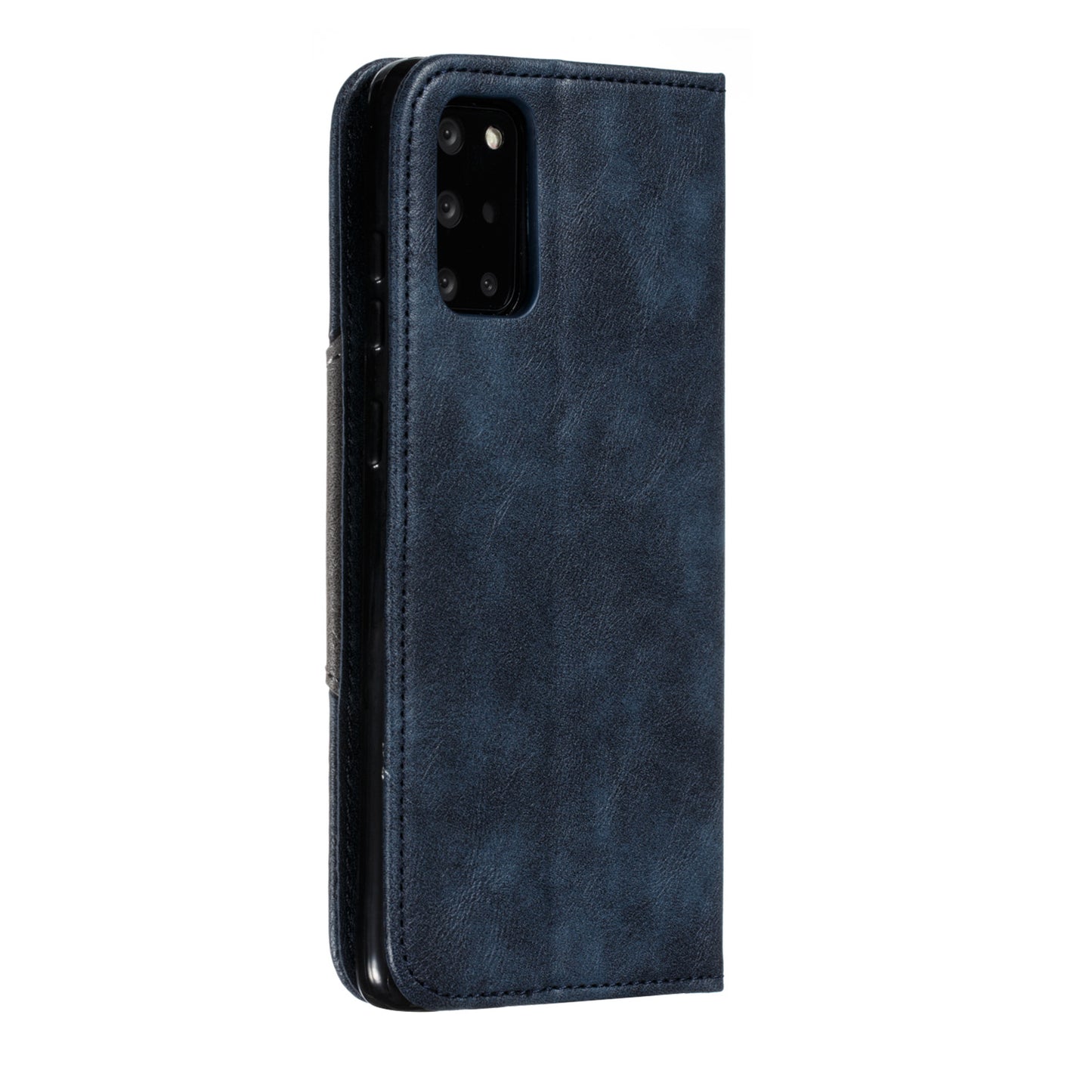 Auto-absorbed Splicing Leather Card Holder Case for Samsung Galaxy S20 Plus - Blue