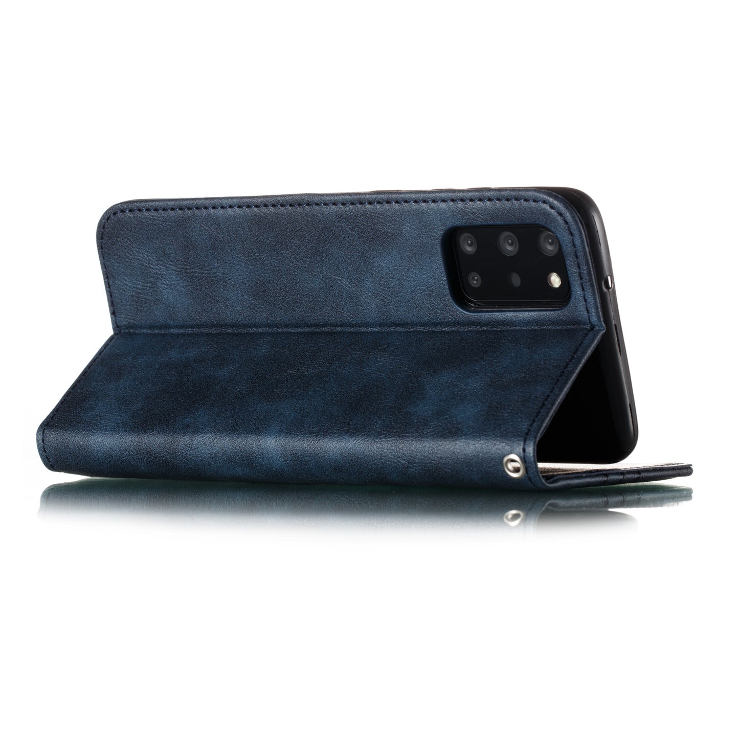 Auto-absorbed Splicing Leather Card Holder Case for Samsung Galaxy S20 Plus - Blue