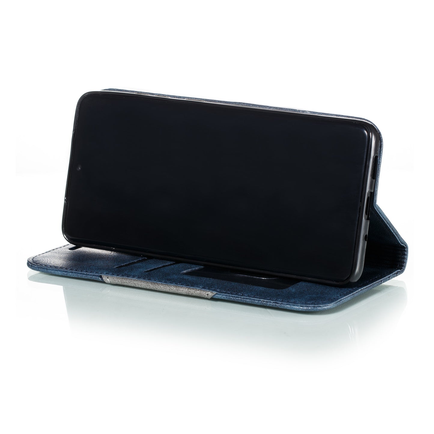 Auto-absorbed Splicing Leather Card Holder Case for Samsung Galaxy S20 Plus - Blue