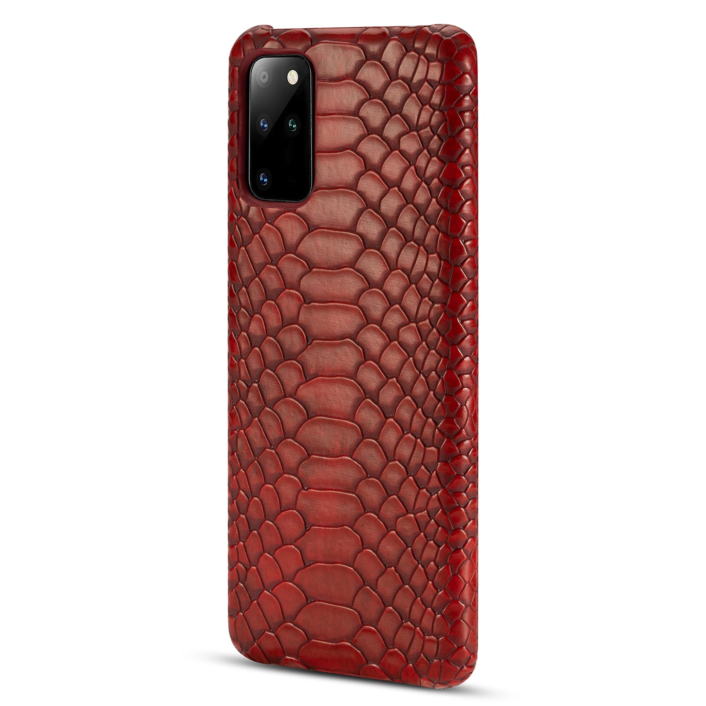 Snake Skin PU Leather Coated PC Hard Case for Samsung Galaxy S20 Plus - Red
