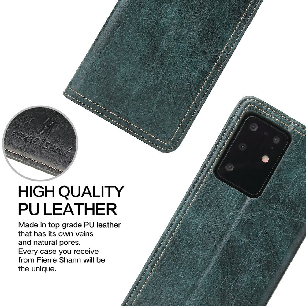 Auto-absorbed Leather Wallet Stand Case for Samsung Galaxy S20 Plus - Blue