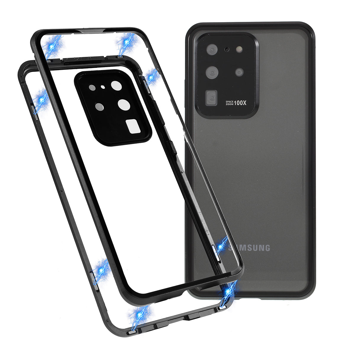 All-surrounding Magnetic Closure Tempered Glass Phone Case with Camera
