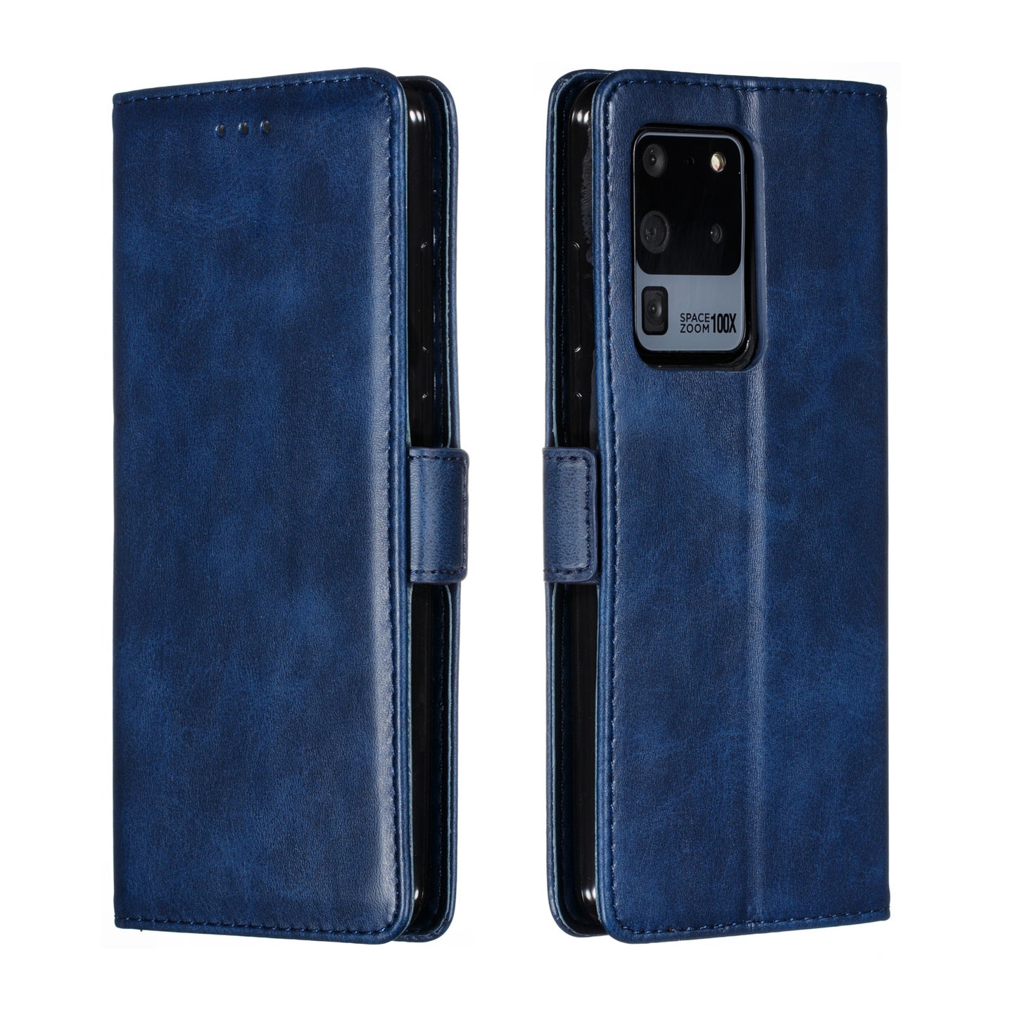 Wallet Leather Stand Phone Cover with Lanyard for Samsung Galaxy S20 Ultra - Blue