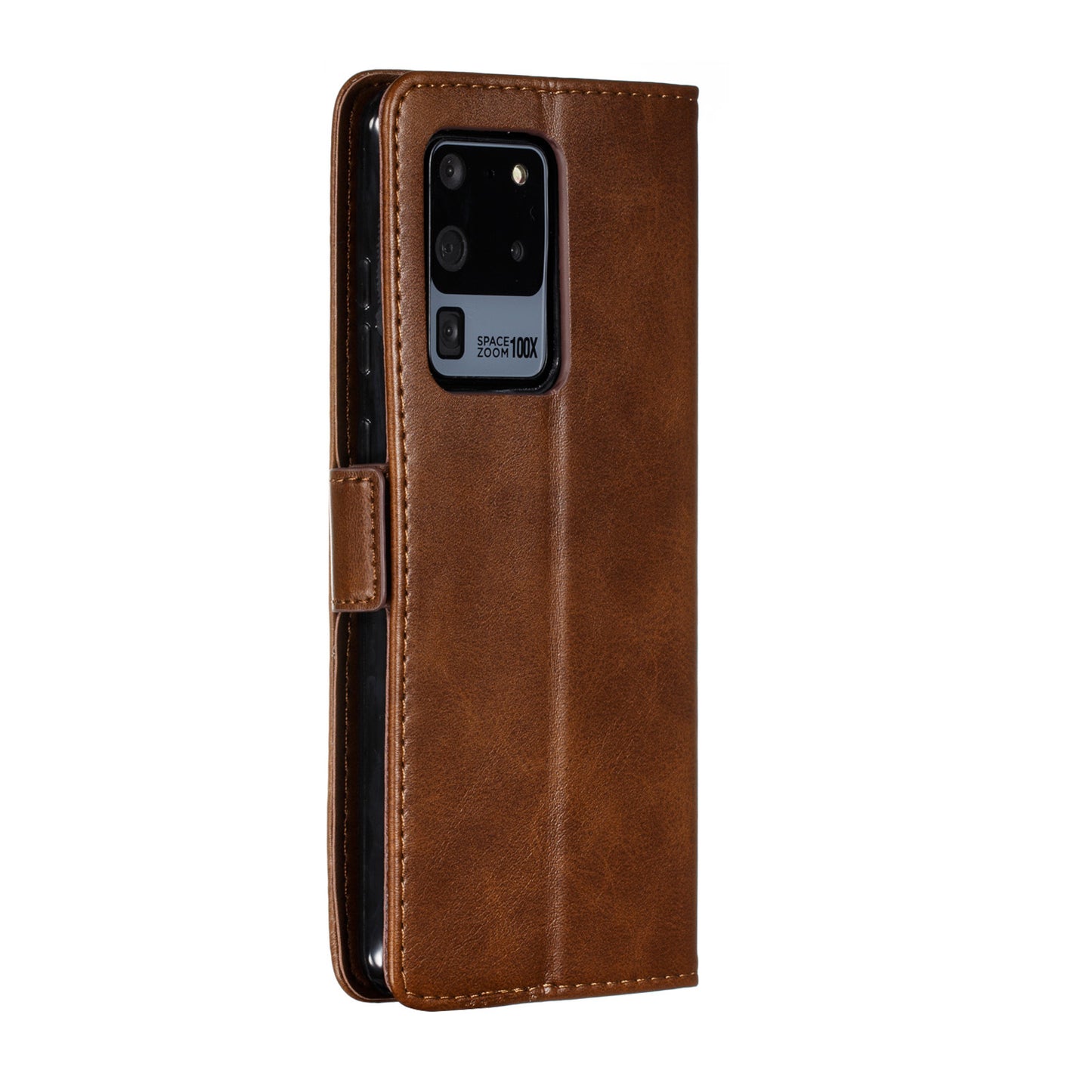 Wallet Leather Stand Phone Cover with Lanyard for Samsung Galaxy S20 Ultra - Coffee