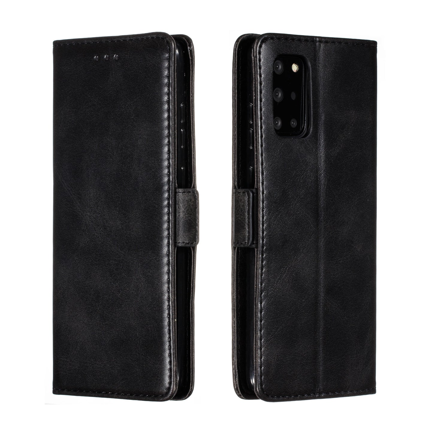 Wallet Leather Stand Phone Casing with Lanyard for Samsung Galaxy S20 Plus - Black