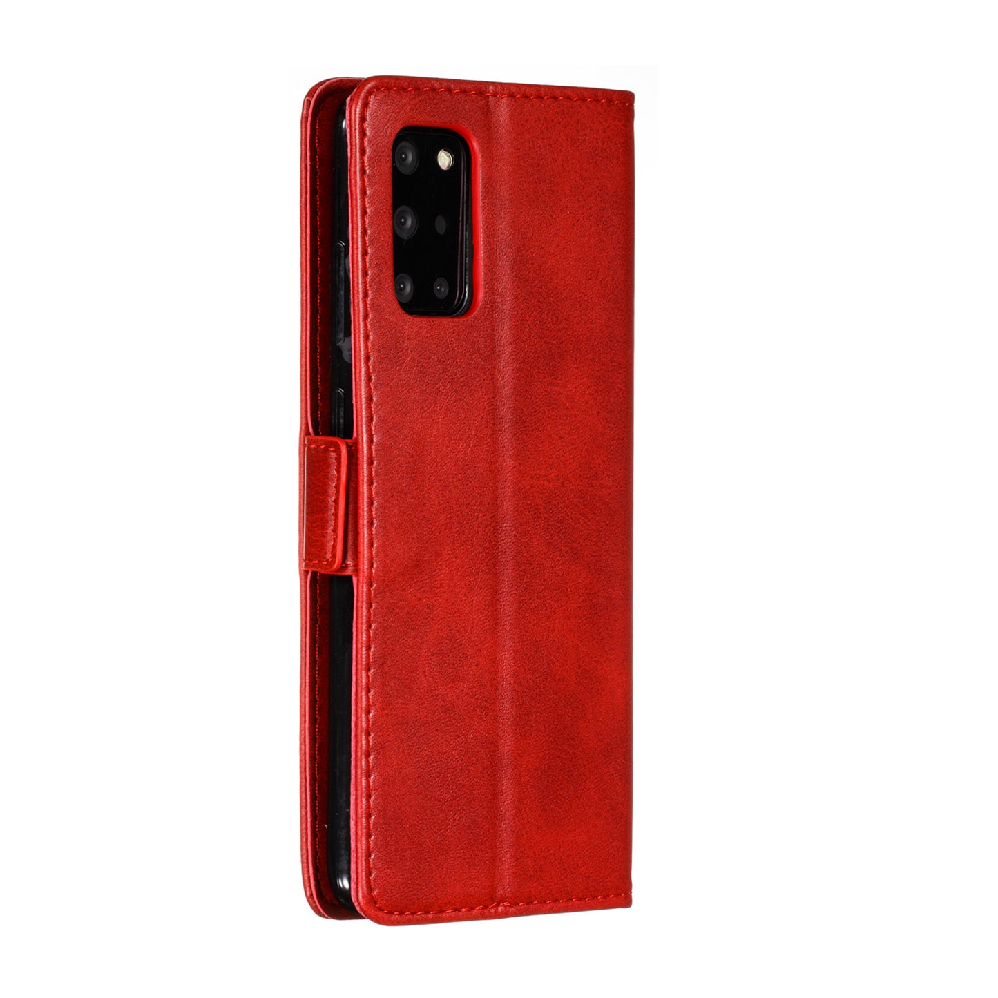 Wallet Leather Stand Phone Casing with Lanyard for Samsung Galaxy S20 Plus - Red